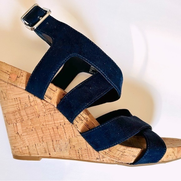 INC International Concepts Size 8 Navy Blue Landor Wedge Sandal - Picture 3 of 8